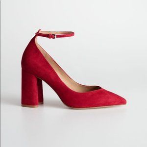 & Other Stories Red Suede Heels Size 38/7.5